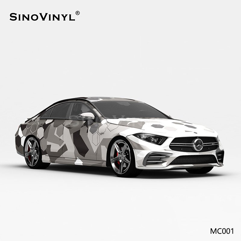 MC001 White Gray Black Printing Customized Car Vinyl Wrap