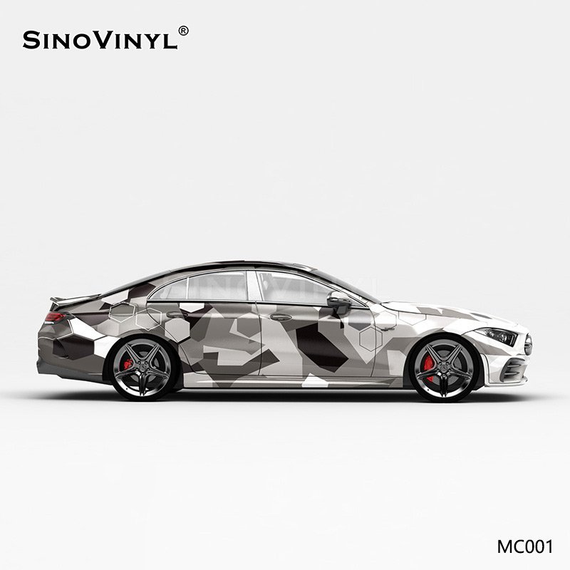 MC001 White Gray Black Printing Customized Car Vinyl Wrap