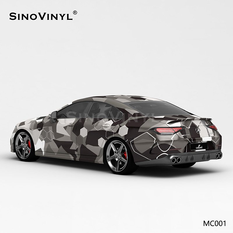 MC001 White Gray Black Printing Customized Car Vinyl Wrap