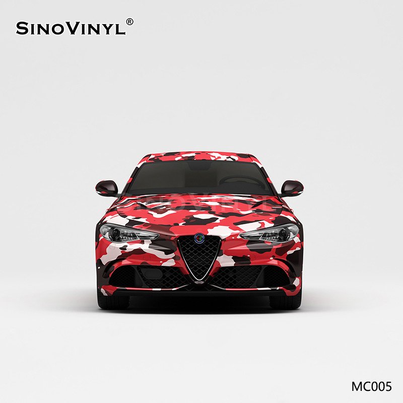 MC005 Black White Red Camouflage Printing Vinyl Wrap