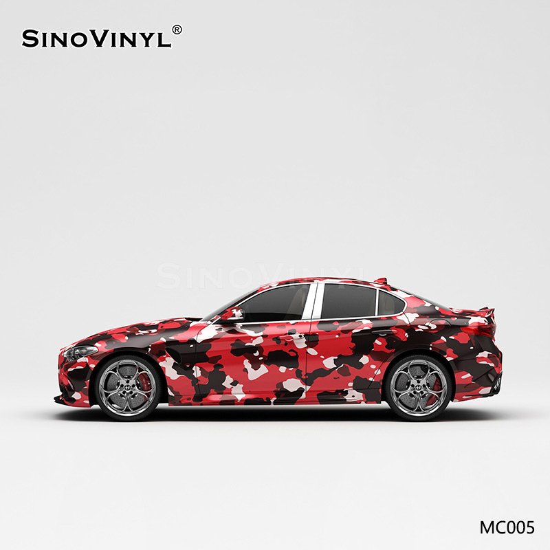 MC005 Black White Red Camouflage Printing Vinyl Wrap