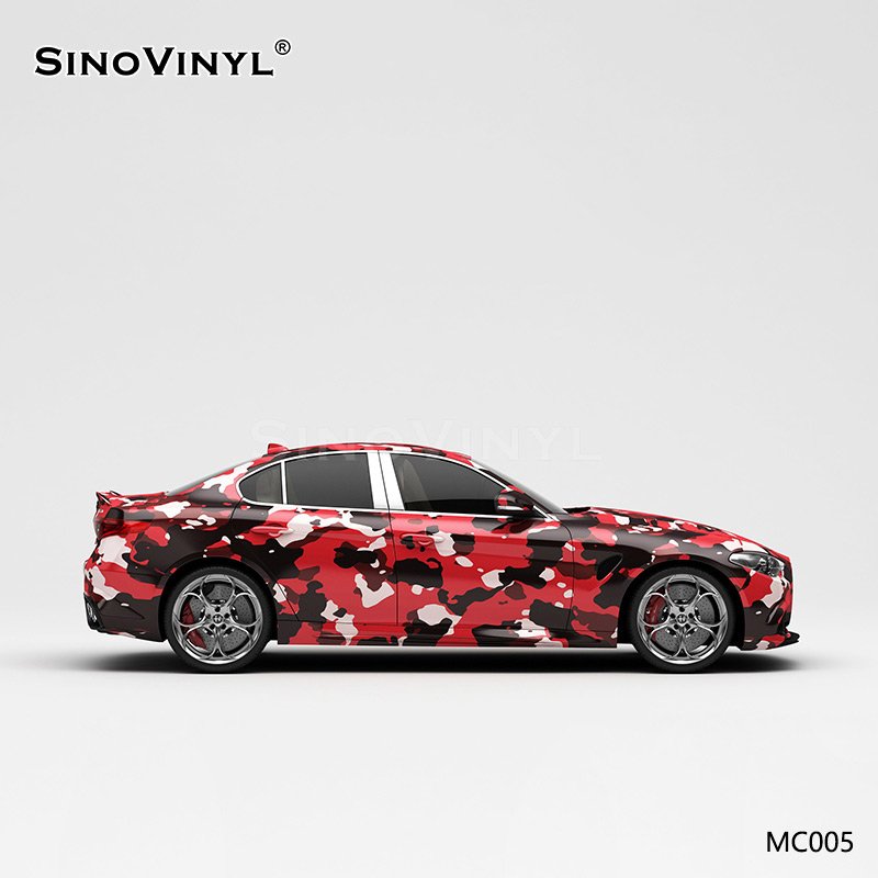 MC005 Black White Red Camouflage Printing Vinyl Wrap