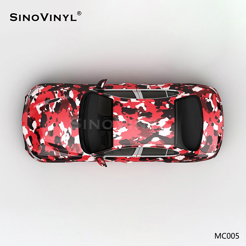 MC005 Black White Red Camouflage Printing Vinyl Wrap