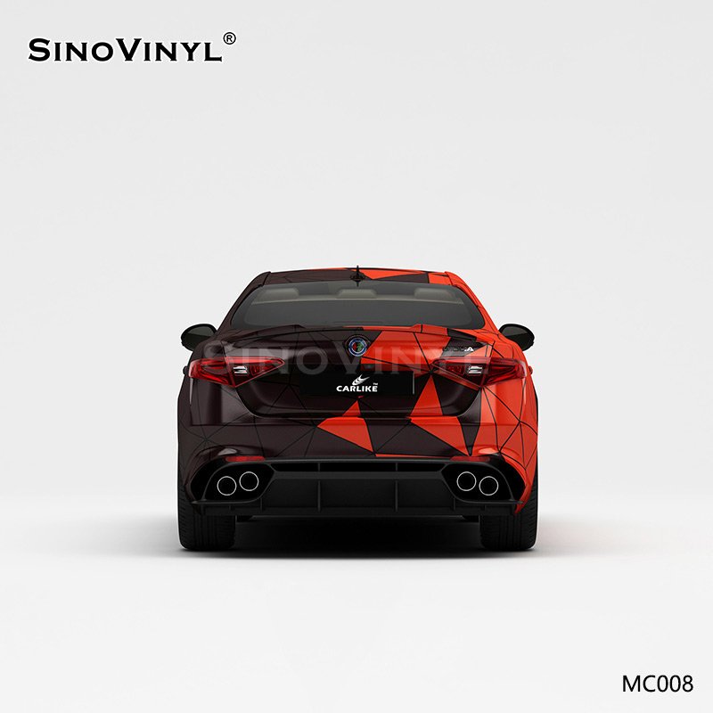 MC008 Black and Red Grid Printing Car Vinyl