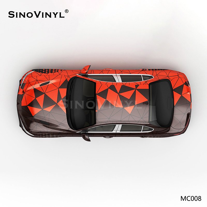 MC008 Black and Red Grid Printing Car Vinyl