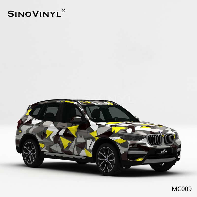 MC009 Black and Yellow Grid Printing Car Vinyl Sticker
