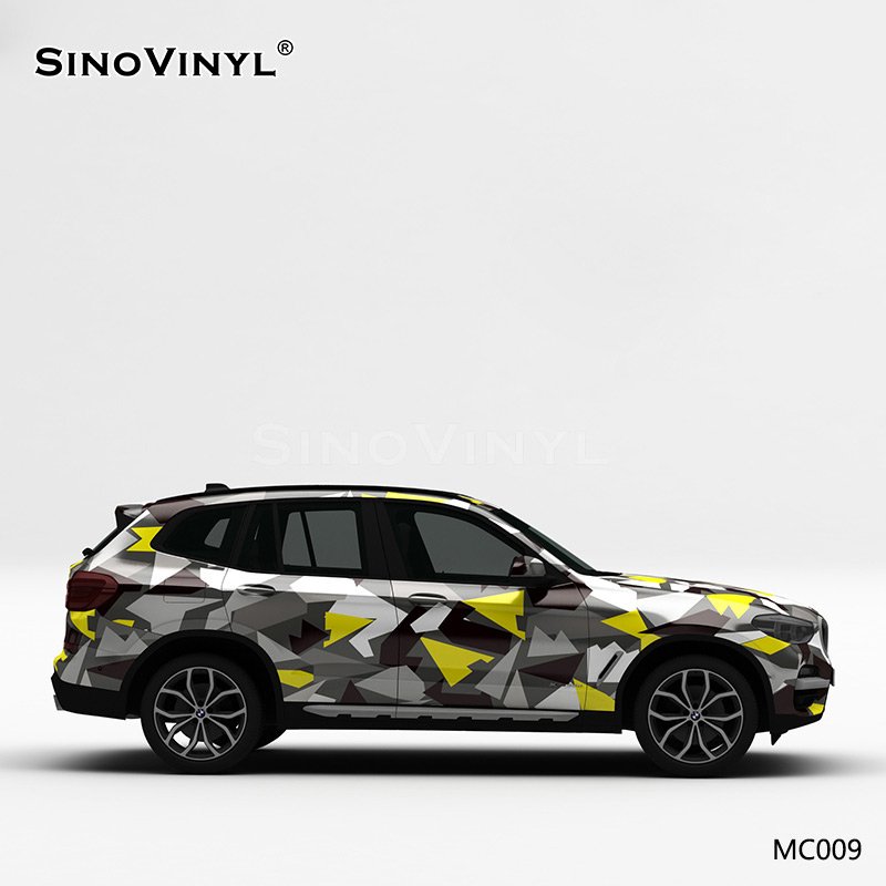 MC009 Black and Yellow Grid Printing Car Vinyl Sticker