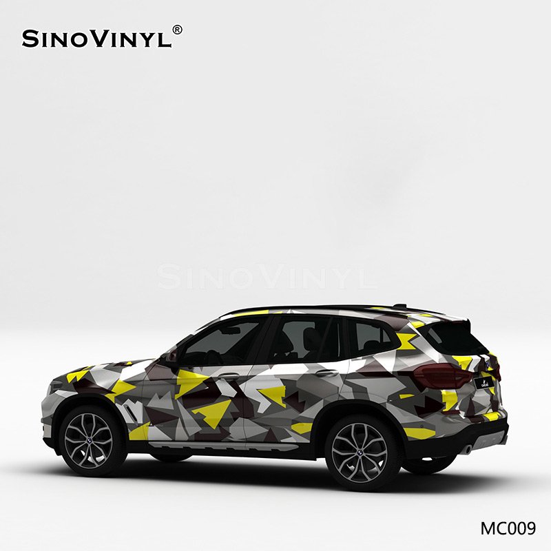 MC009 Black and Yellow Grid Printing Car Vinyl Sticker