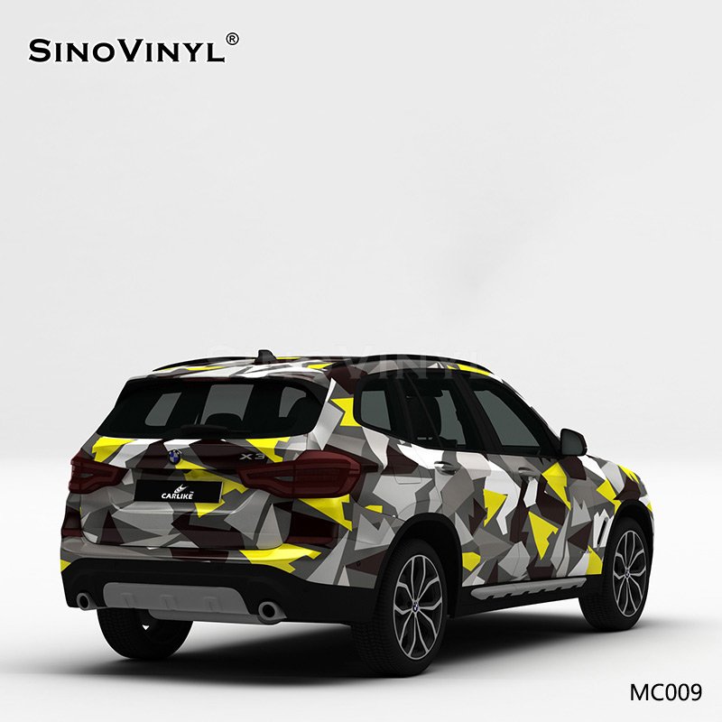MC009 Black and Yellow Grid Printing Car Vinyl Sticker