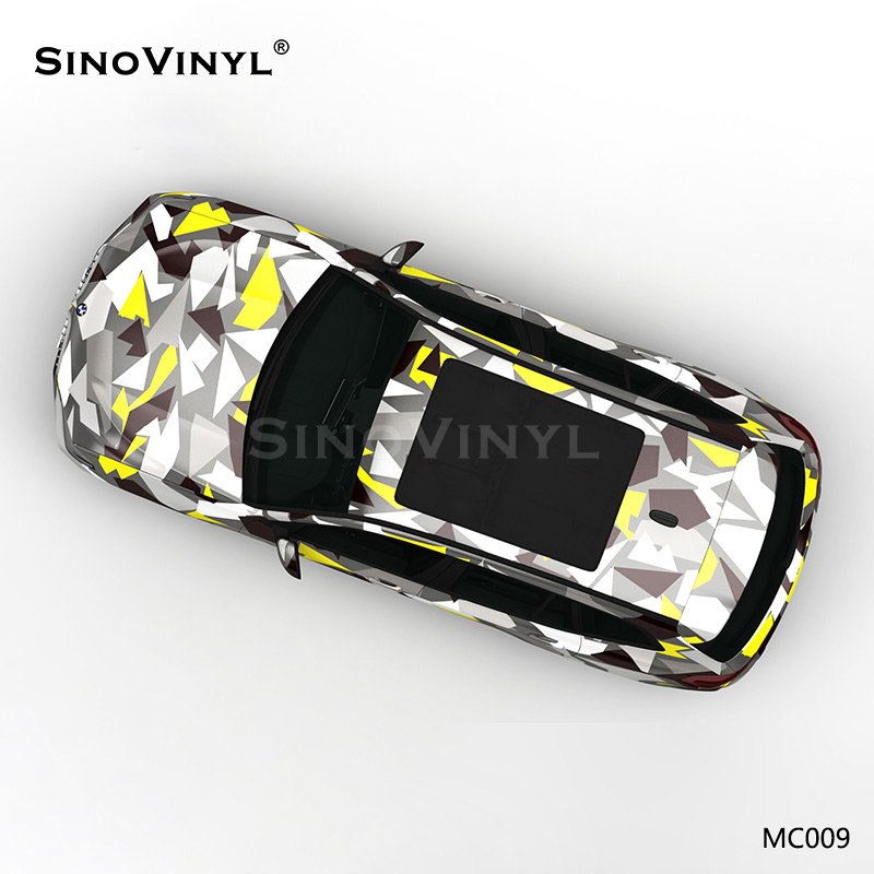 MC009 Black and Yellow Grid Printing Car Vinyl Sticker