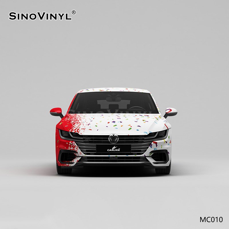 MC010 Pattern Red And White Camouflage Rolling Film Customized Vinyl Stickers