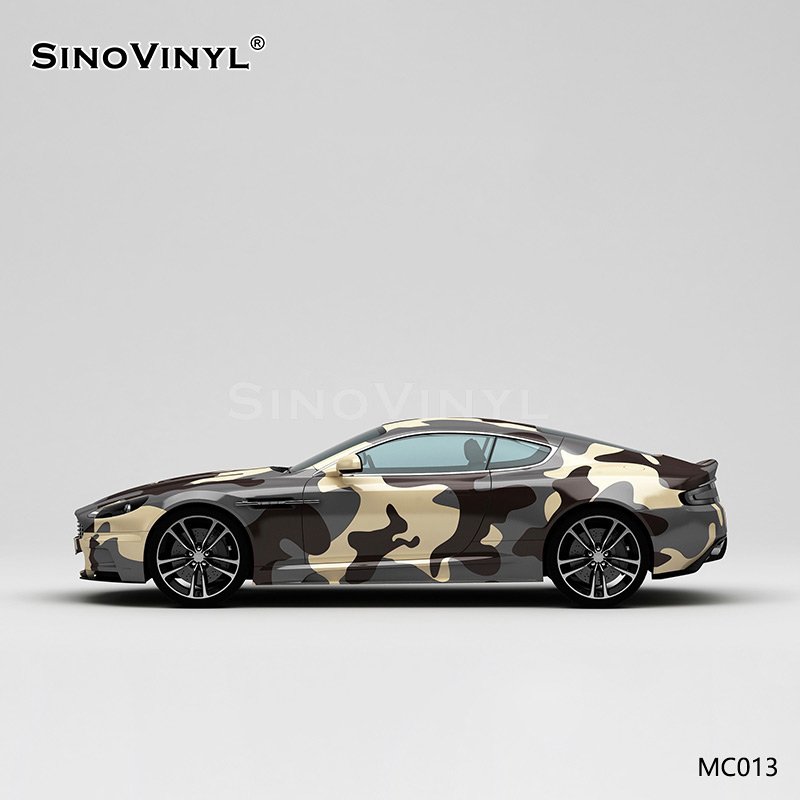 MC013 Grey Camouflage Car Wrapping Printing Customized PVC Film