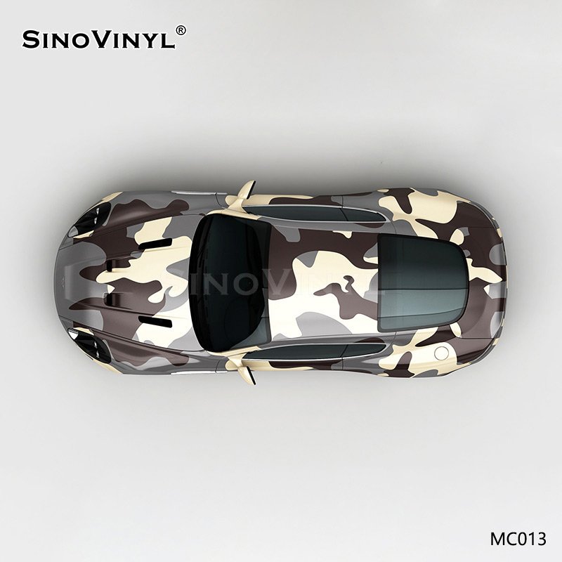 MC013 Grey Camouflage Car Wrapping Printing Customized PVC Film