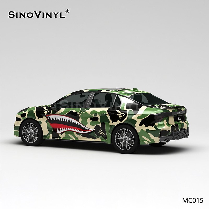 MC015 Green Shark Camouflage Printing Customized Self Adhesive Paper Roll