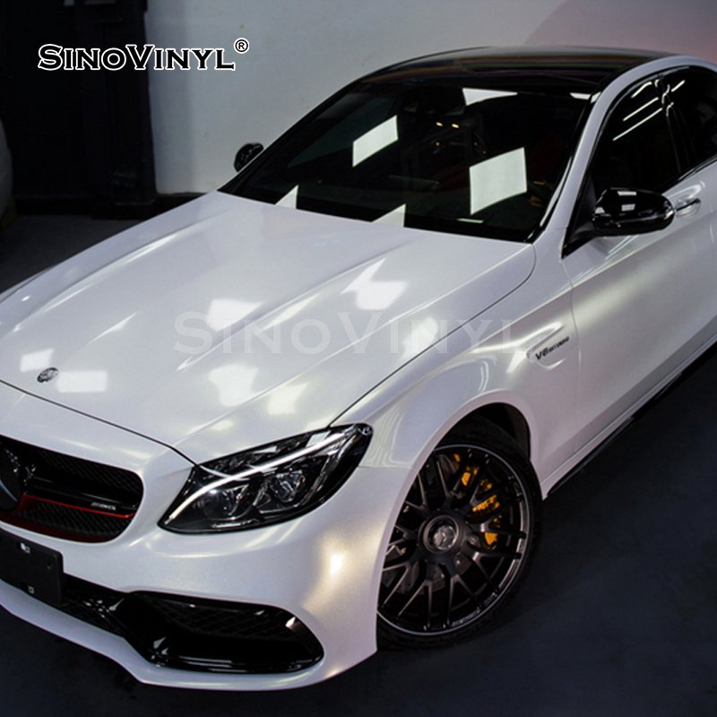 Glossy White Discoloration Stretchable Stickers Anti Scratches Gradient Color Vinyl