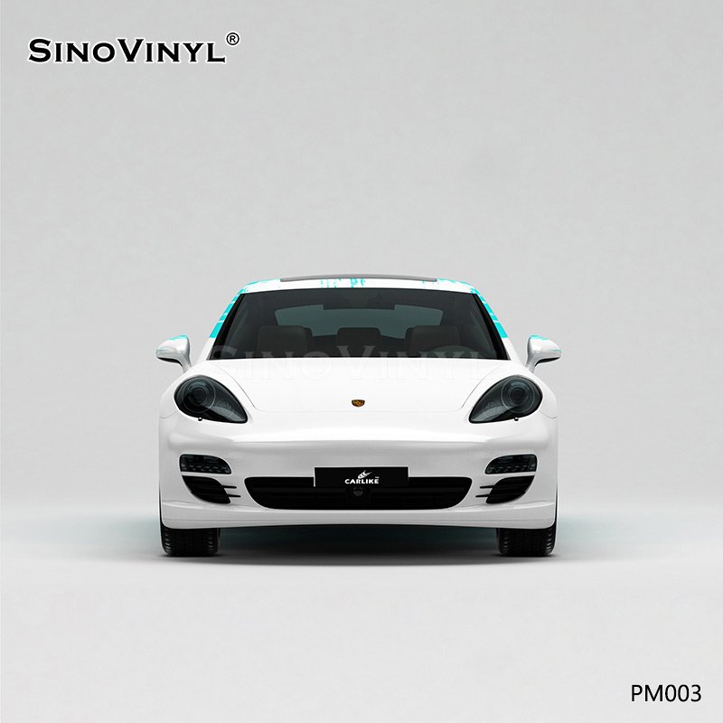 PM003 White and Blue Splash-ink Car Color Change Film Customized Body Sticker