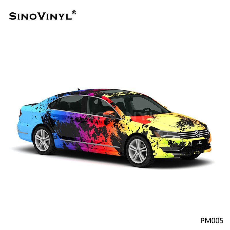 PM005 Colorful Splash-ink PVC Self Adhesive Film Customized Color Change Film