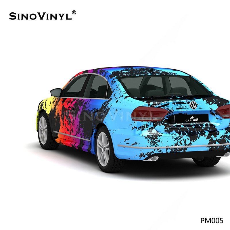 PM005 Colorful Splash-ink PVC Self Adhesive Film Customized Color Change Film