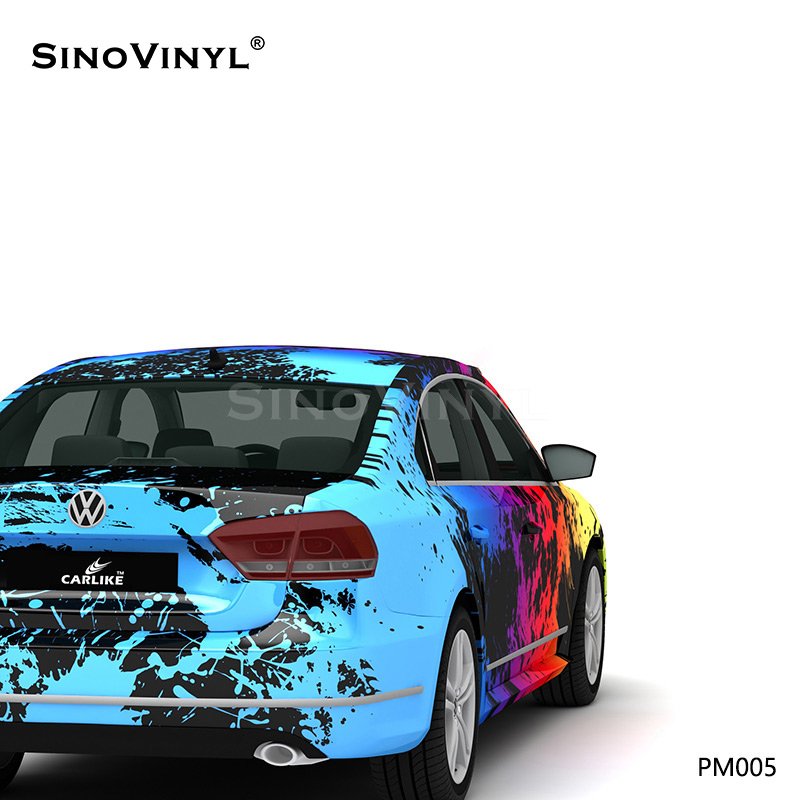 PM005 Colorful Splash-ink PVC Self Adhesive Film Customized Color Change Film