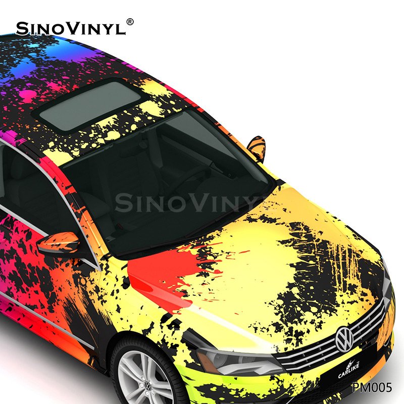 PM005 Colorful Splash-ink PVC Self Adhesive Film Customized Color Change Film