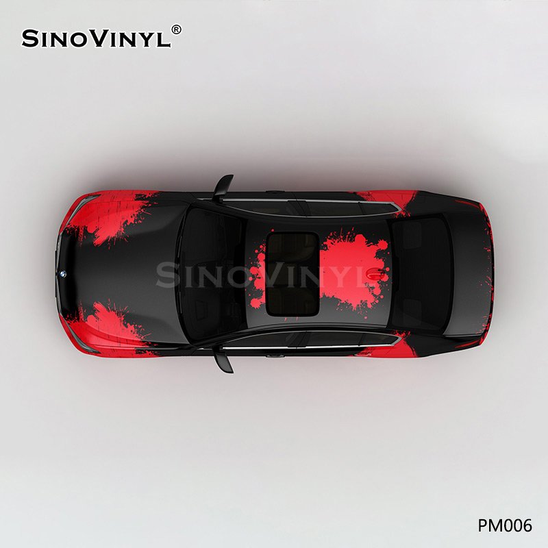 PM006 Black and Red Splash-ink Car Stickers Printing Customized Vinyl Wrap