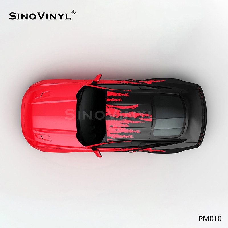 PM010 Black and Red Changing Stickers Splash-ink Vinyl Wrap Rolls For Car