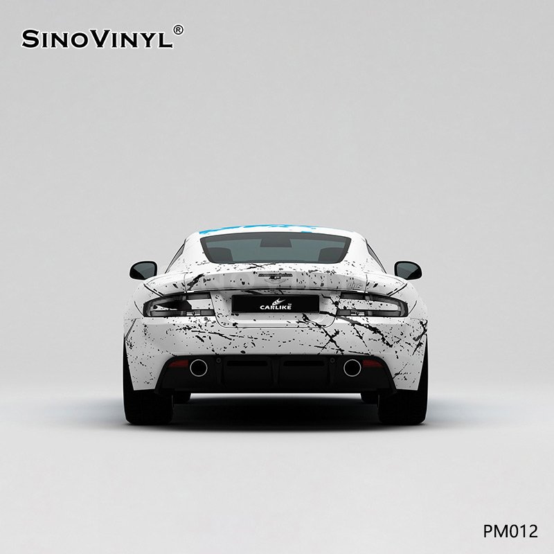 PM012 Blue and White Splash-ink Printing Custonmized Car Stickers Wrap Roll