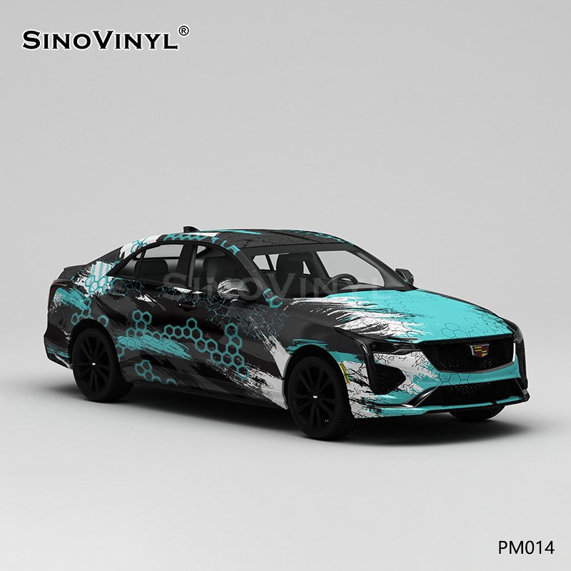 PM014 Distressed Splattered Hexagons Self-adhesive Vinyl Sticker For Car