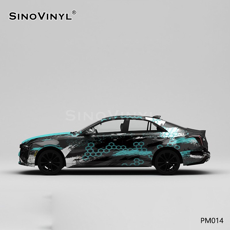 PM014 Distressed Splattered Hexagons Self-adhesive Vinyl Sticker For Car