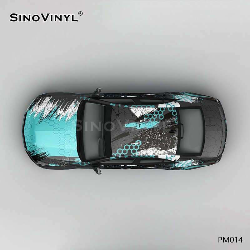 PM014 Distressed Splattered Hexagons Self-adhesive Vinyl Sticker For Car