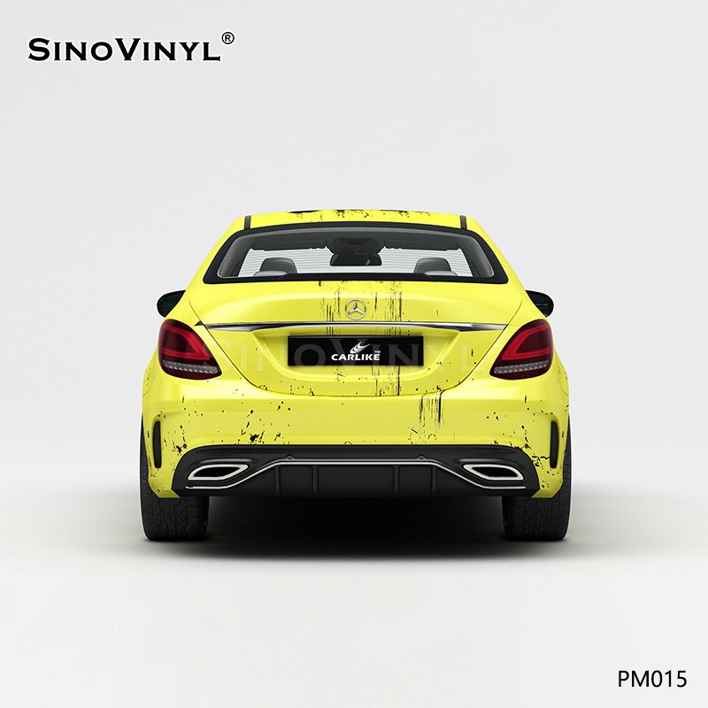 PM015 Do Old Double Color Black and Yellow Splash-ink Car Stickers Wrap Vinyl