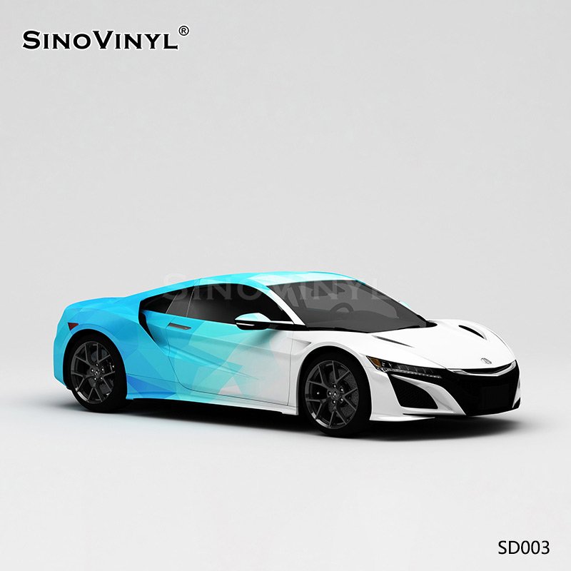 SD003 White and Blue Plaid Car Wrap Sticker Customized Self Adhesive Vinyl