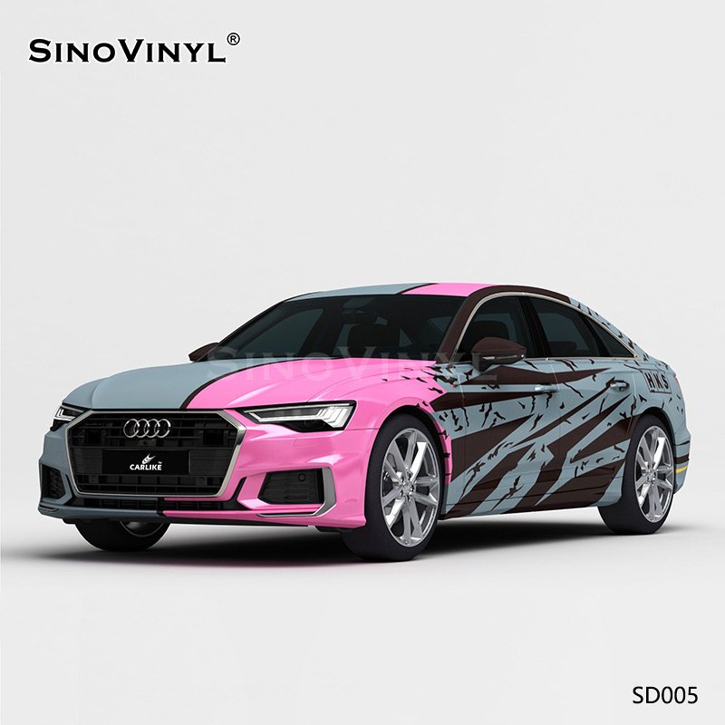 SD005 Pink Blue Floral Printing Vinyl Customized Car Wrapping Vinyl Roll