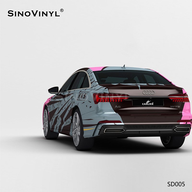 SD005 Pink Blue Floral Printing Vinyl Customized Car Wrapping Vinyl Roll