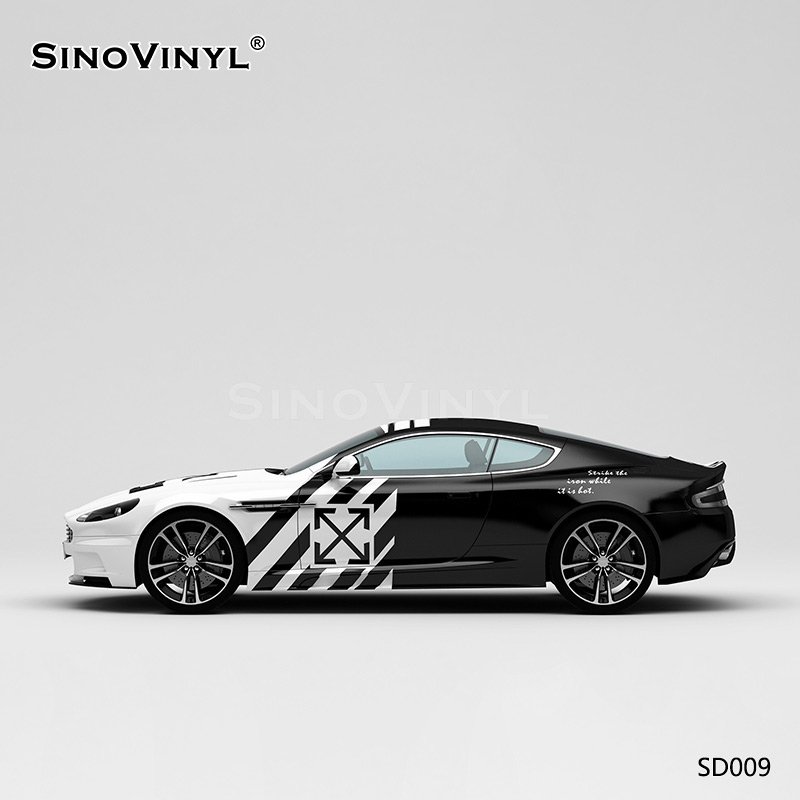 SD009 Black and White Camouflage PVC Film Customized Vinyl Film For Car