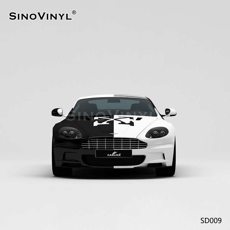 SD009 Black and White Camouflage PVC Film Customized Vinyl Film For Car