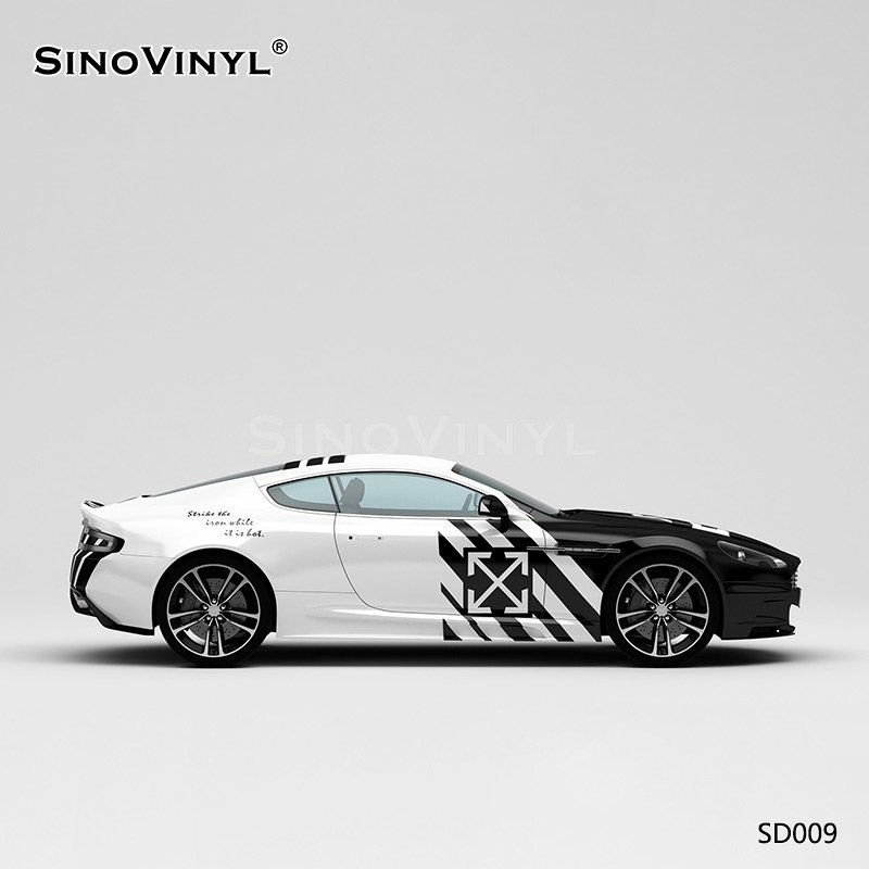 SD009 Black and White Camouflage PVC Film Customized Vinyl Film For Car