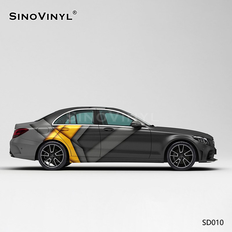 SD010 Black Orange Simple Ribbon Wholesale Vinyl Vehicle Wrap Sticker