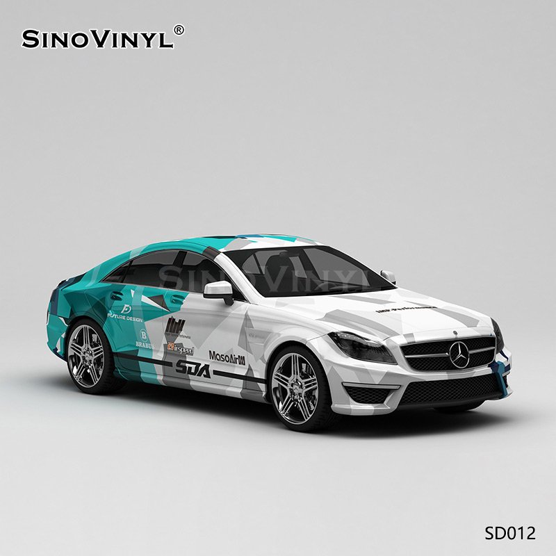 SD012 Blue-green-grey Track Paint Customized Camouflage Vinyl Car Wrap