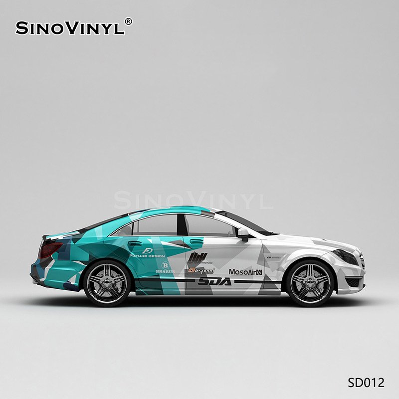 SD012 Blue-green-grey Track Paint Customized Camouflage Vinyl Car Wrap