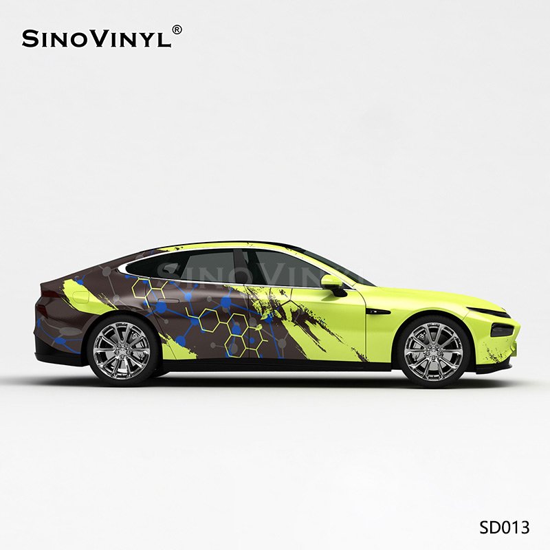 SD013 Green-grey Plaid Splashing Ink PVC Auto Film Car Wrapping Vinyl Sticker