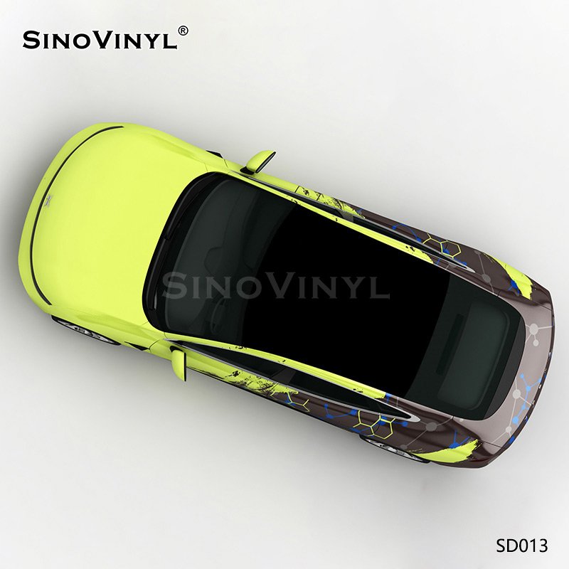 SD013 Green-grey Plaid Splashing Ink PVC Auto Film Car Wrapping Vinyl Sticker