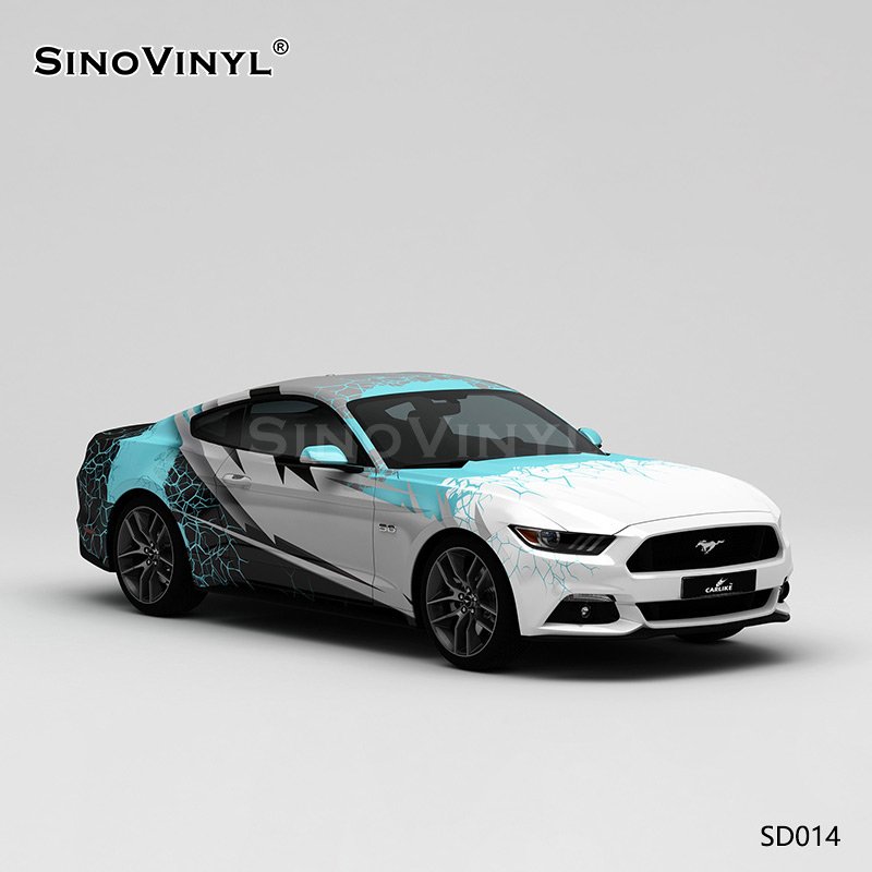 SD014 White Gray Blue Black Multicolor Lightning Crack Car Stickers Decoration