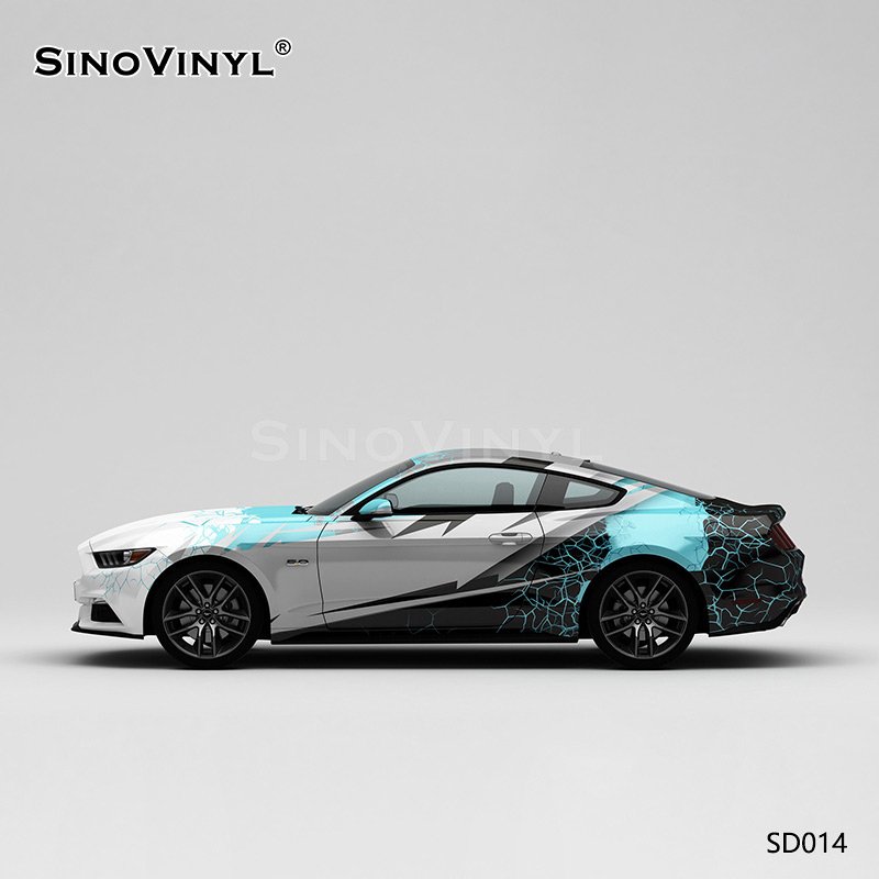 SD014 White Gray Blue Black Multicolor Lightning Crack Car Stickers Decoration