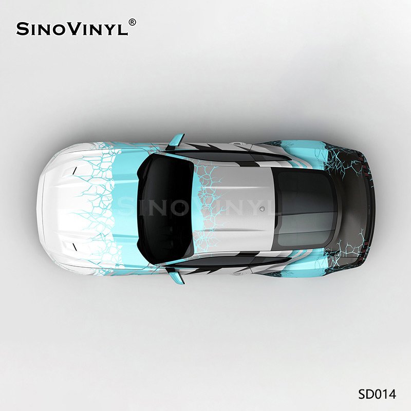 SD014 White Gray Blue Black Multicolor Lightning Crack Car Stickers Decoration