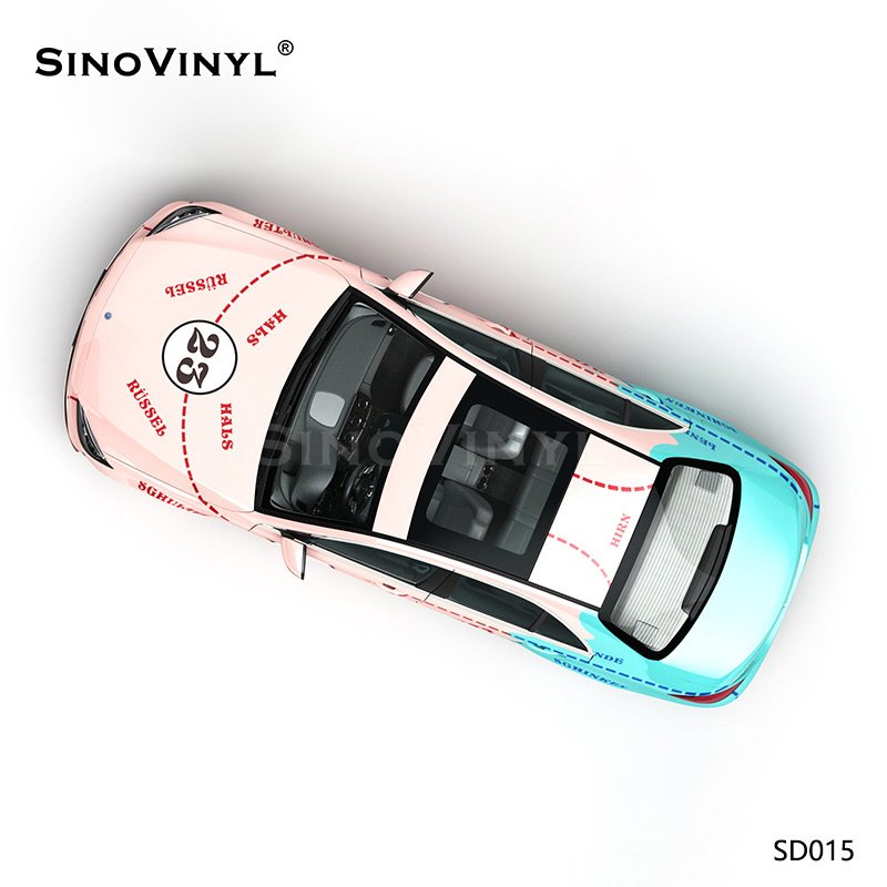 SD015 Blue And Pink Two-tone Pink Pig Printing PVC Film Adhesive Vinyl Wrap