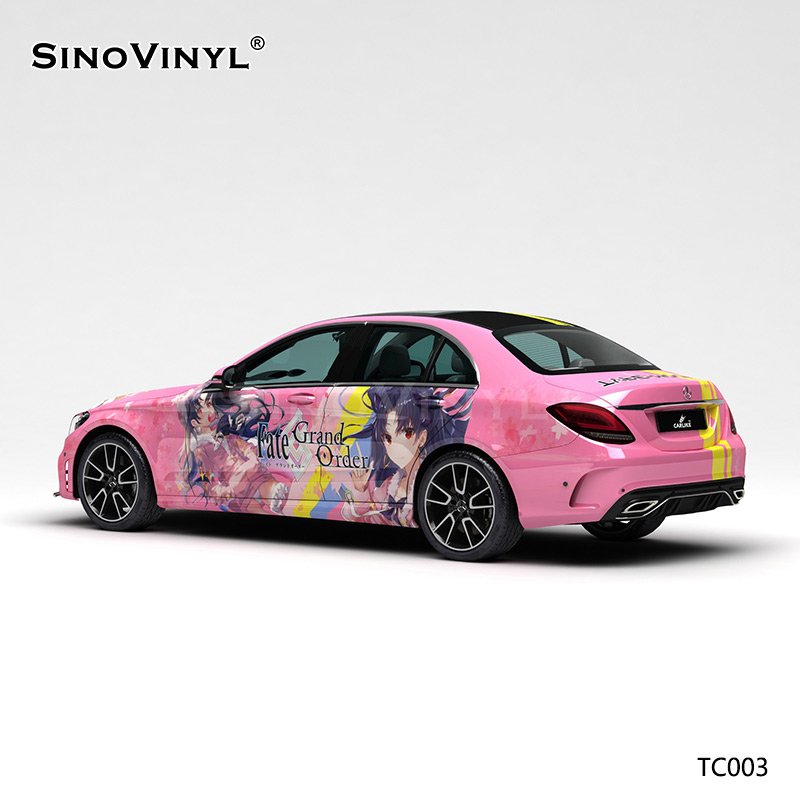 TC003 Pink Cherry Blossom Girl Self Adhesive Sticker Customized Car Film Wrap