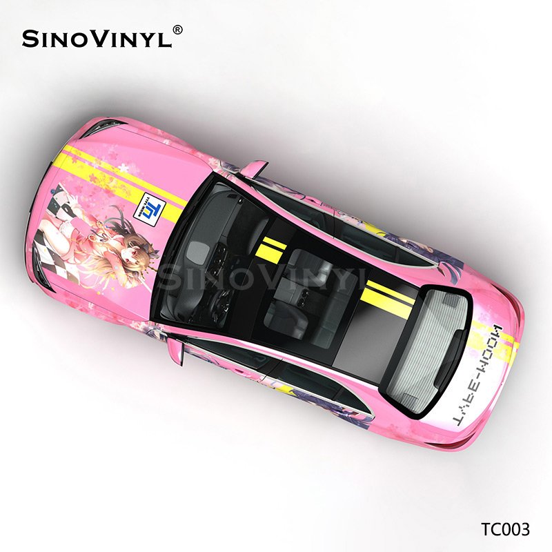 TC003 Pink Cherry Blossom Girl Self Adhesive Sticker Customized Car Film Wrap