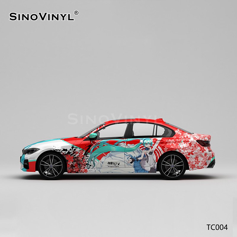 TC004 Red Car Sticker Cartoon Hatsune Miku Vinyl Removable Auto Sticker