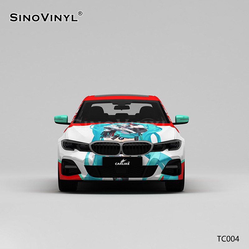 TC004 Red Car Sticker Cartoon Hatsune Miku Vinyl Removable Auto Sticker